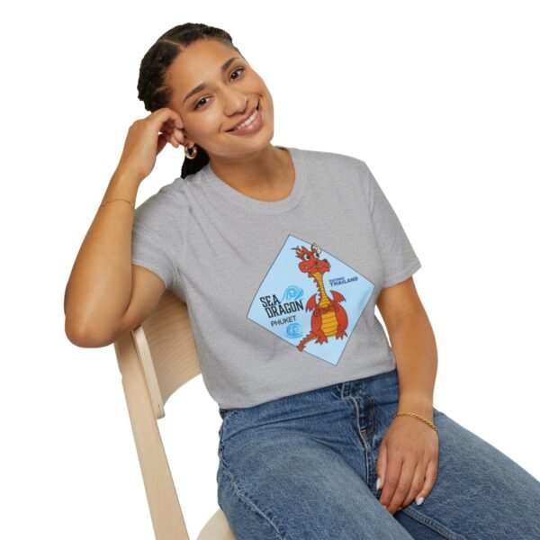 The Sea Dragon at Phuket | Unisex Softstyle Black Print on Light T-Shirt - Image 46