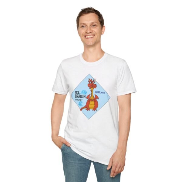 The Sea Dragon at Phuket | Unisex Softstyle Black Print on Light T-Shirt - Image 19