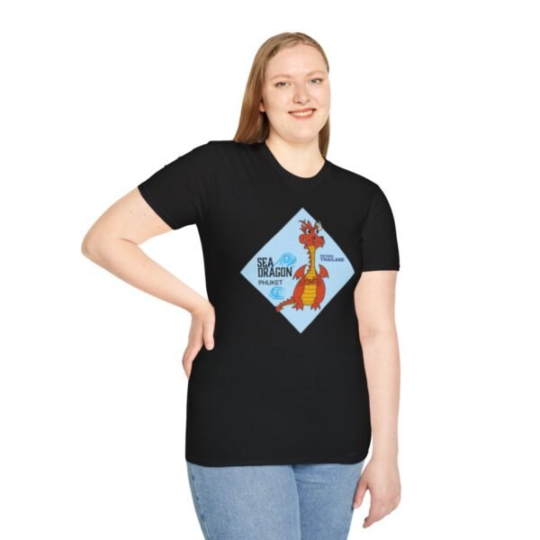 The Sea Dragon at Phuket | Unisex Softstyle Black Print on Light T-Shirt - Image 29
