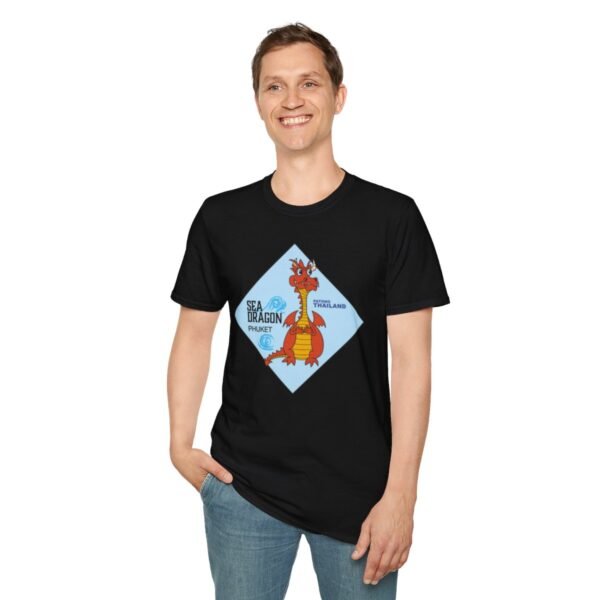 The Sea Dragon at Phuket | Unisex Softstyle Black Print on Light T-Shirt - Image 31