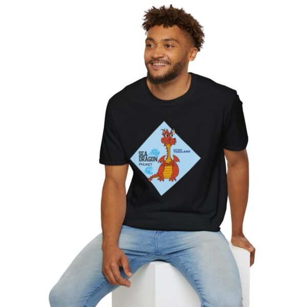 The Sea Dragon at Phuket | Unisex Softstyle Black Print on Light T-Shirt - Image 36