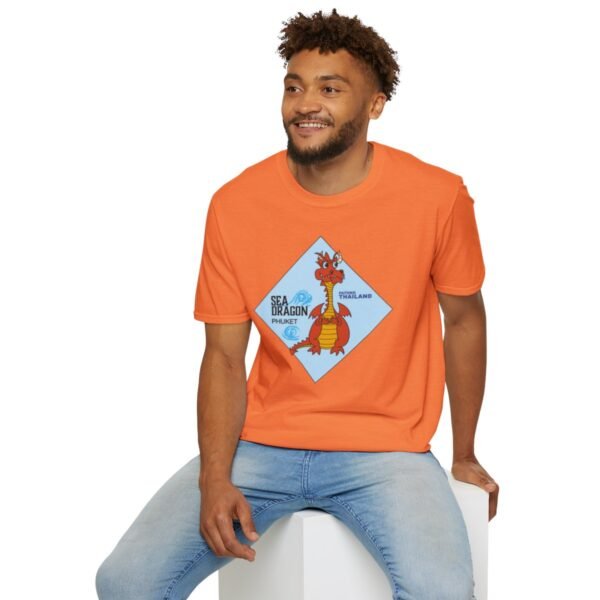 The Sea Dragon at Phuket | Unisex Softstyle Black Print on Light T-Shirt - Image 12