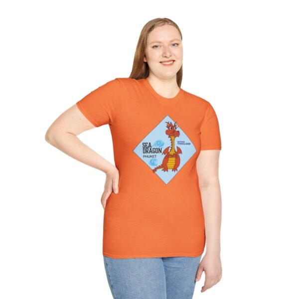 The Sea Dragon at Phuket | Unisex Softstyle Black Print on Light T-Shirt - Image 5