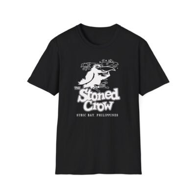 Stoned Crow, Subic City Philippines Unisex Softstyle White Print on Dark T-Shirt
